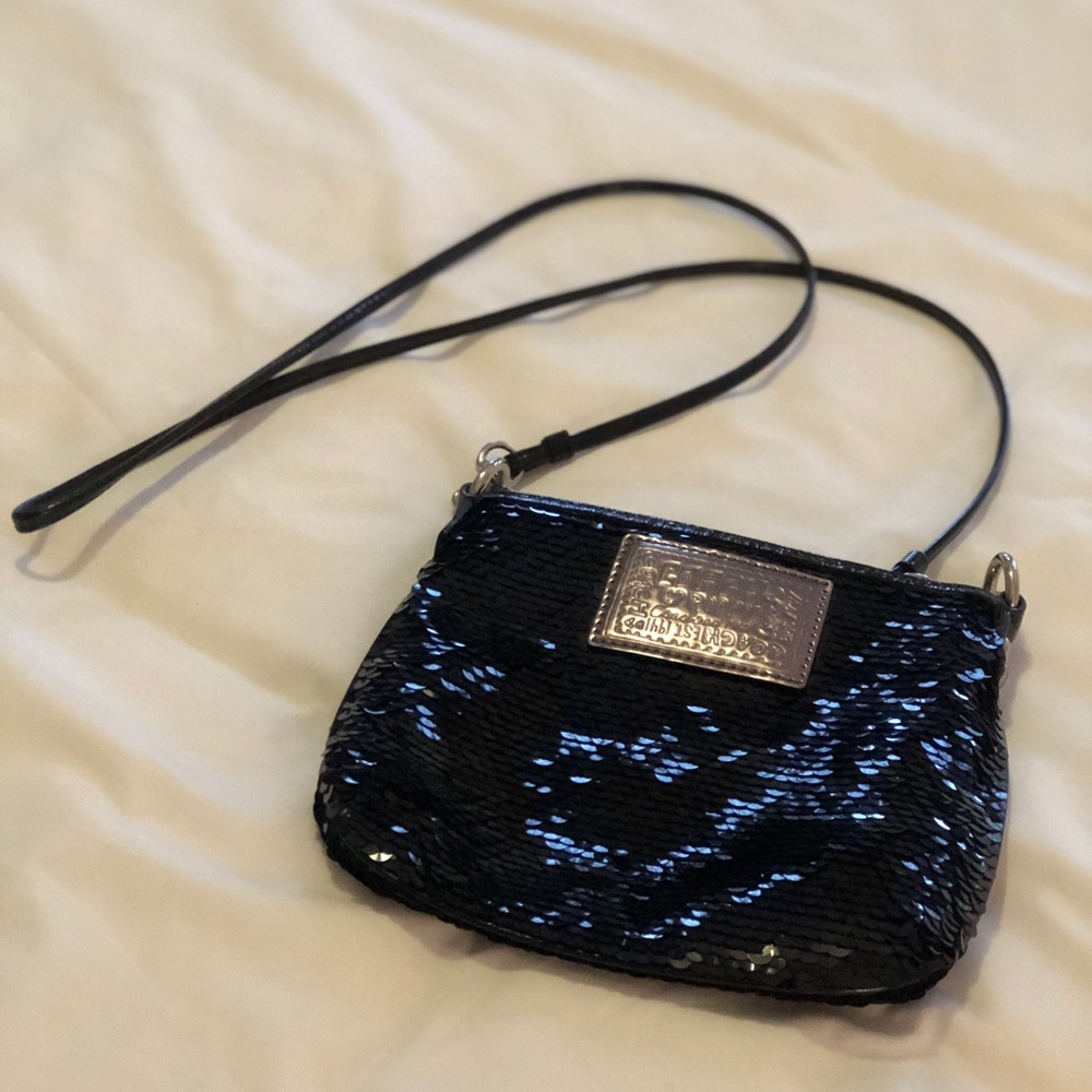 Coach Poppy Black Sequin Crossbody